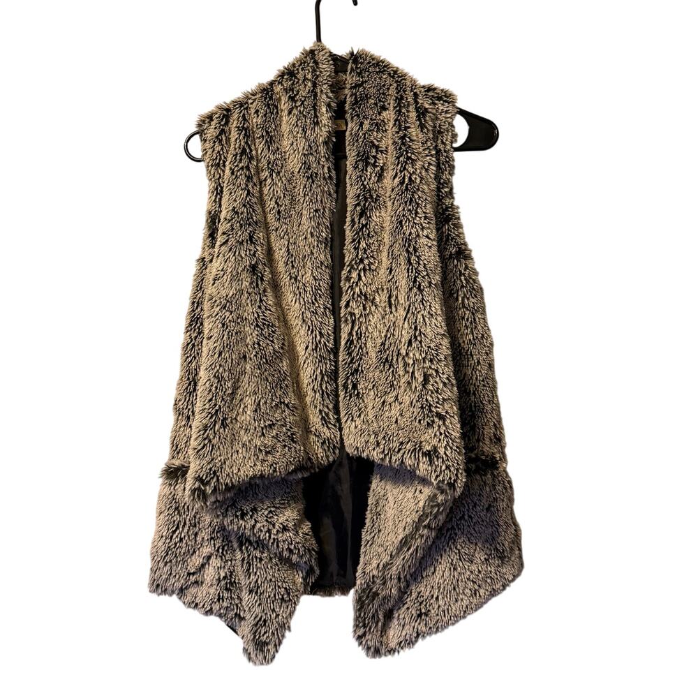 Democracy Vest Women's Size S Gray Sleeveless Fur